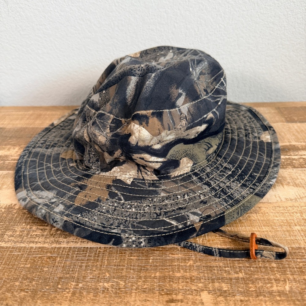 Columbia Boonie Hat Mens S/M Camo Wide Brim Adjustable Chin Strap Bucket Hat